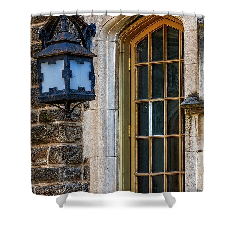 Princeton Shower Curtain featuring the photograph Princeton University Window and Lamp by Susan Candelario
