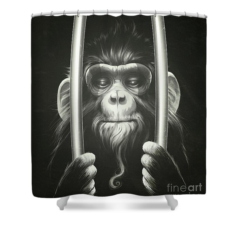 Ape Shower Curtain featuring the digital art Prisoner II by Lukas Brezak