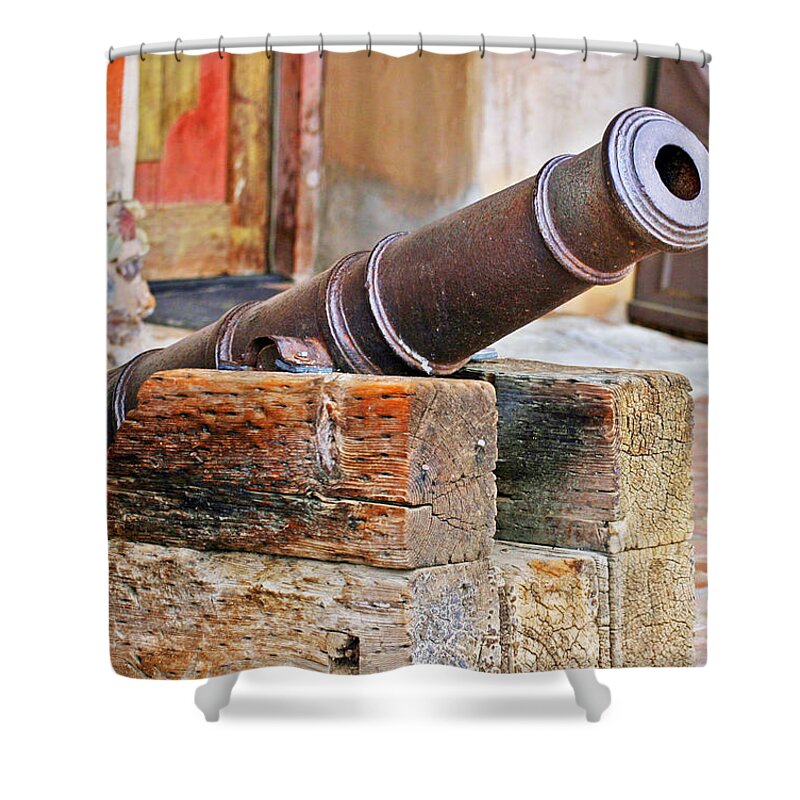 Canon Shower Curtain featuring the photograph Protecting the Mission by Anthony Jones