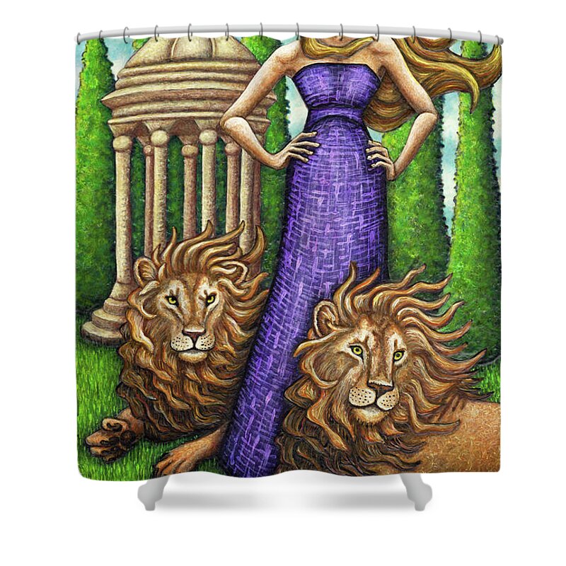 Cat Lady Shower Curtain featuring the painting Proud Lions by Amy E Fraser