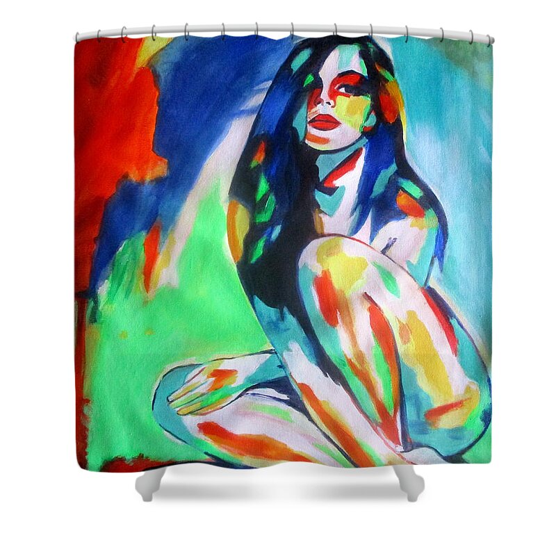 Nudes Paintings For Sale Shower Curtain featuring the painting Pulsating feelings by Helena Wierzbicki