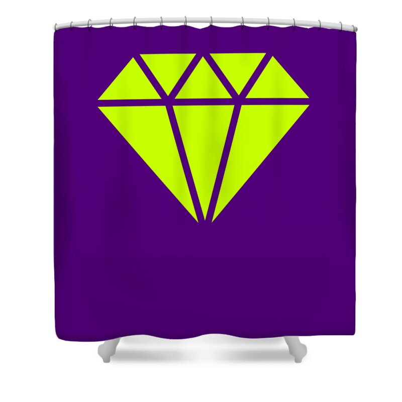 Purple Diamond Yellow Shower Curtain featuring the mixed media Purple diamond yellow by Ize Barbosa DIAMOND IS FOREVER