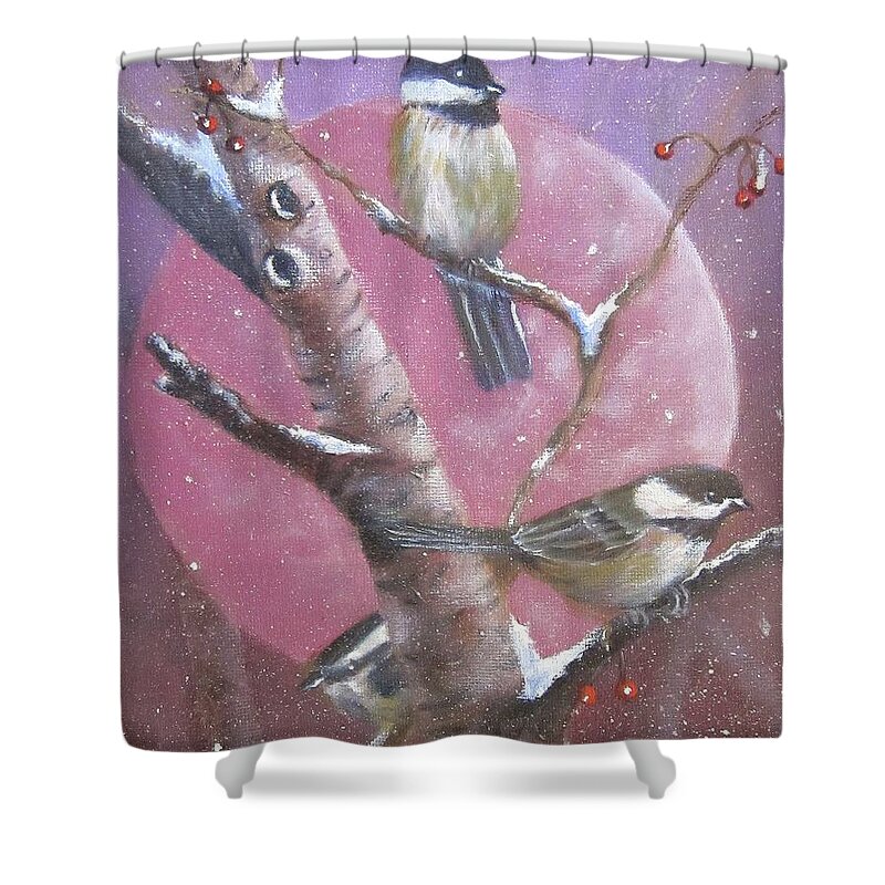 Realism Shower Curtain featuring the painting Purple Moon by Sherry Strong