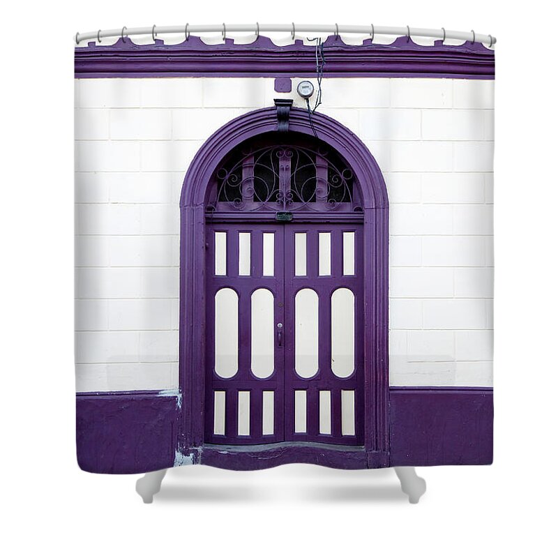 Arch Shower Curtain featuring the photograph Purple On White by Anknet