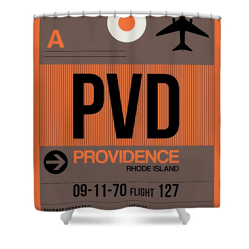 Vacation Shower Curtain featuring the digital art PVD Providence Luggage Tag I by Naxart Studio