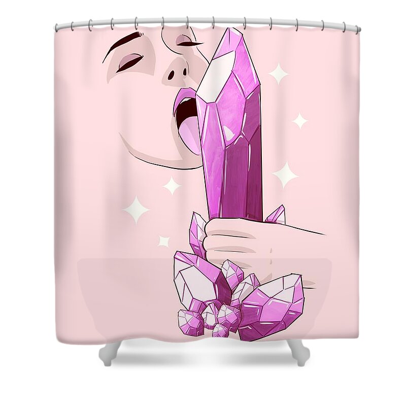 Crystal Shower Curtain featuring the drawing Quartz Job by Ludwig Van Bacon