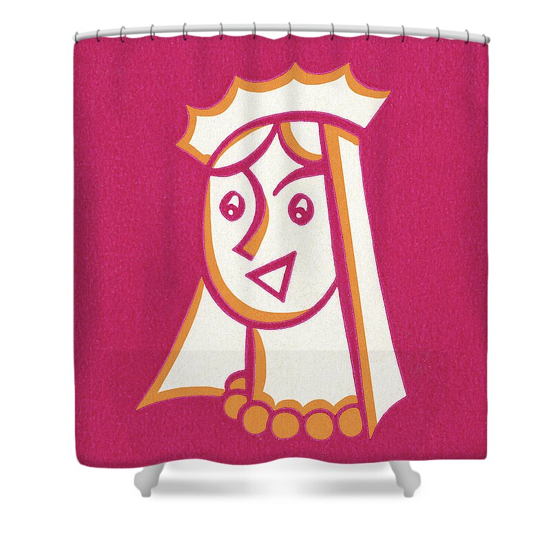 Accessories Shower Curtain featuring the drawing Queen Wearing Crown and Veil by CSA Images