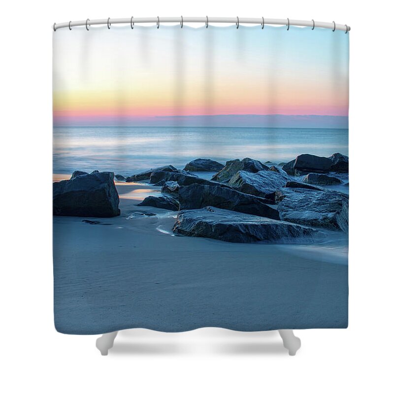 Long Beach Island Shower Curtain featuring the photograph Quiet Beach Haven Morning by Kristia Adams