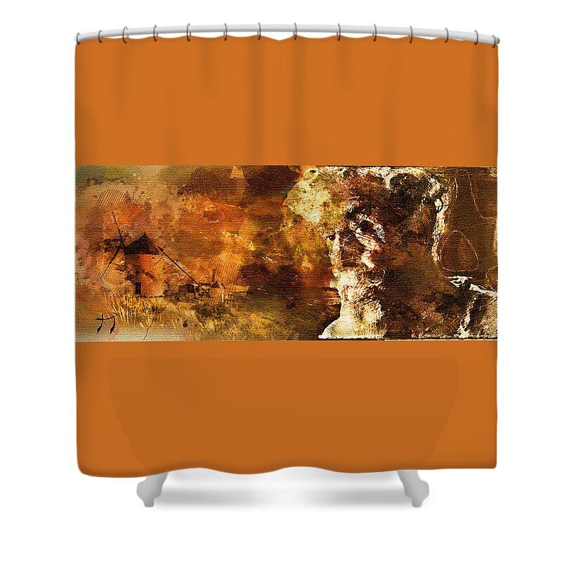 Quijote Shower Curtain featuring the painting Quijote by Carlos Paredes Grogan