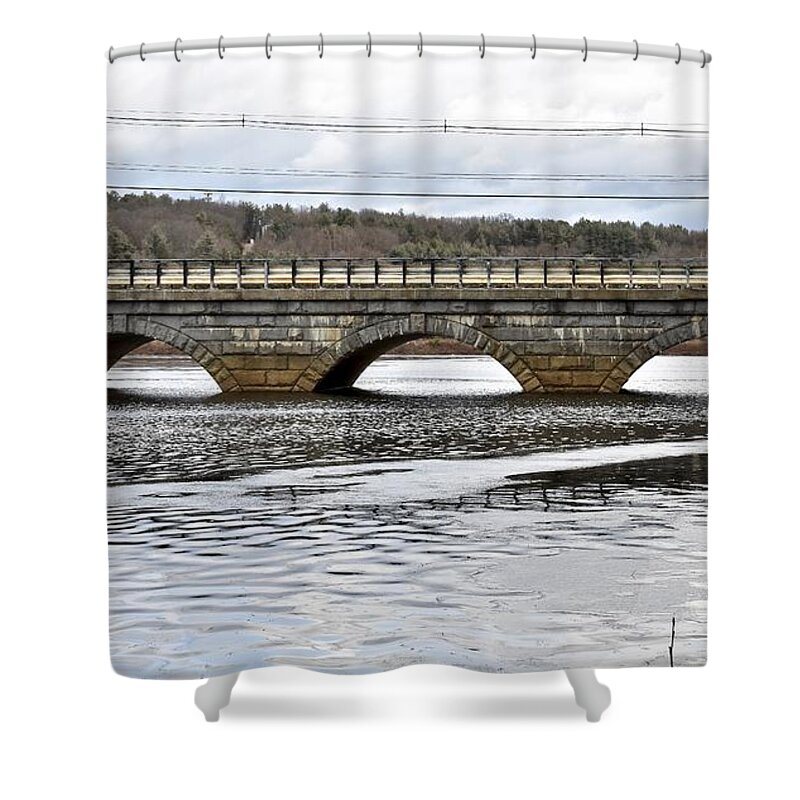 Quinepoxet Shower Curtain featuring the photograph Quinepoxet River Bridge by Monika Salvan