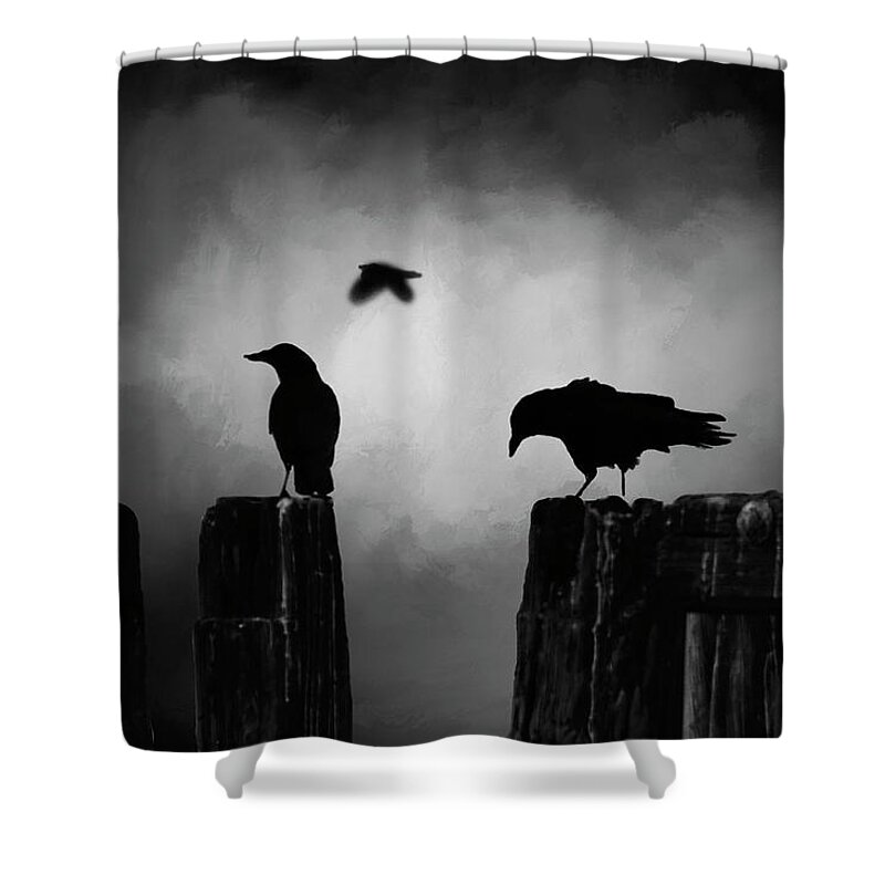 Raven Shower Curtain featuring the photograph Quoth the Raven by Morgan Wright