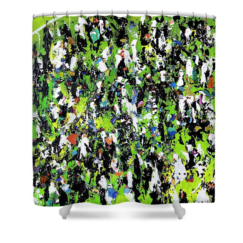 Racegoers Shower Curtain featuring the painting Race Meeting by Neil McBride