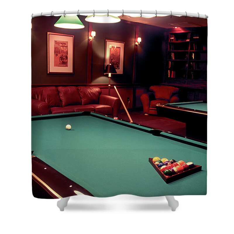 Ball Shower Curtain featuring the photograph Racked Set Of Balls, Boston Billiards by John Coletti