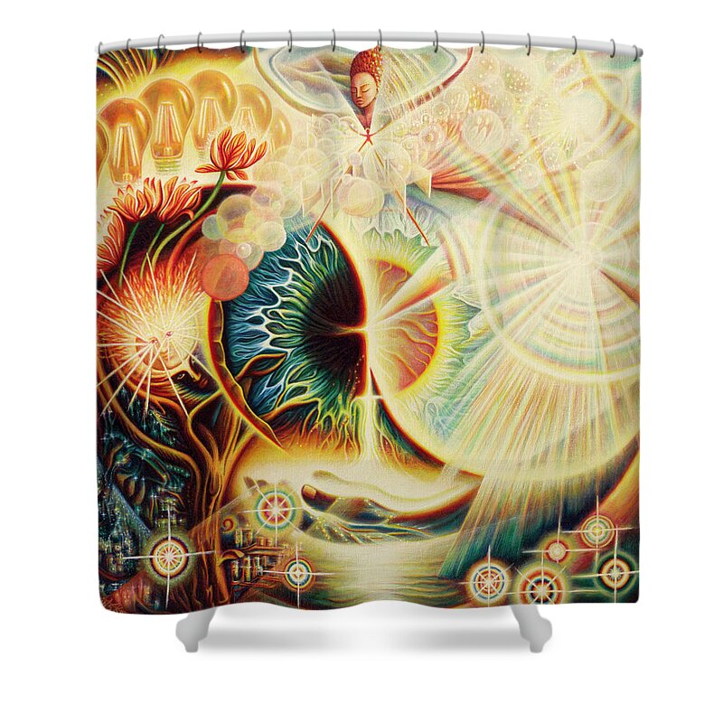 Light Shower Curtain featuring the painting Radiance by Nad Wolinska