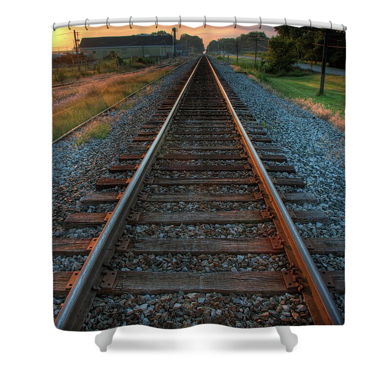 Tranquility Shower Curtain featuring the photograph Railroad Tracks by Jerad Heffner