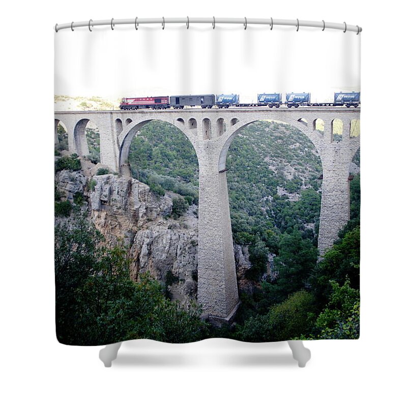 Arch Shower Curtain featuring the photograph Railway Bridge, Adana by Balikcioglu