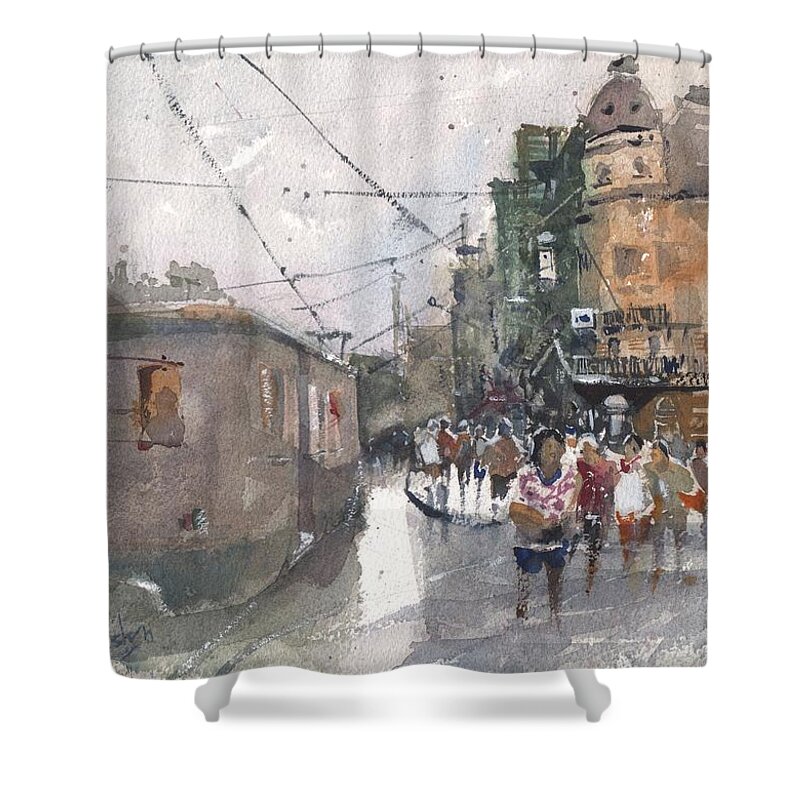 Tampa Shower Curtain featuring the painting Rain Upon Amsterdam by Gaston McKenzie