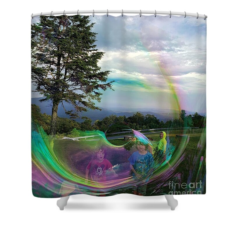 Bubble Shower Curtain featuring the photograph Rainbow Bubble by Anita Adams