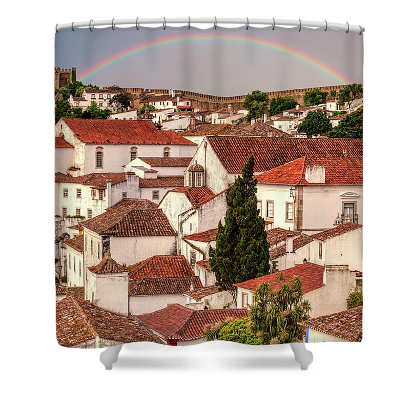 Castle Shower Curtain featuring the photograph Rainbow over Castle by David Letts