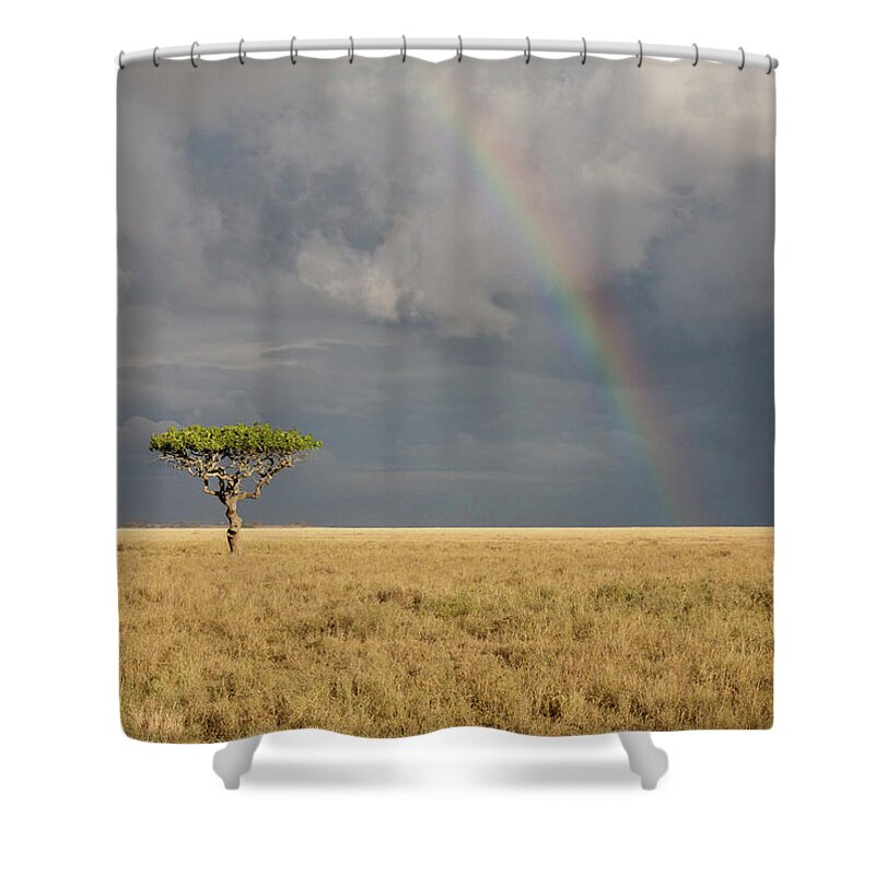 Scenics Shower Curtain featuring the photograph Rainbow Over The Savannah by Alatom