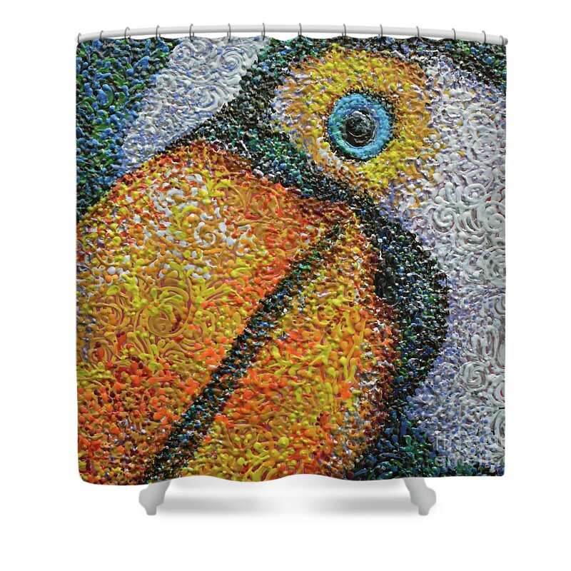 Rainforest Resident Shower Curtain featuring the painting Rainforest Resident by Cheryle Gannaway