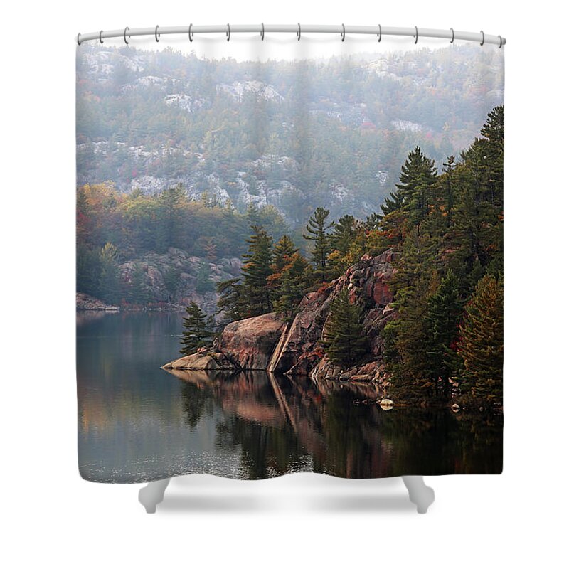 George Lake Shower Curtain featuring the photograph Rainy Day George Lake by Debbie Oppermann