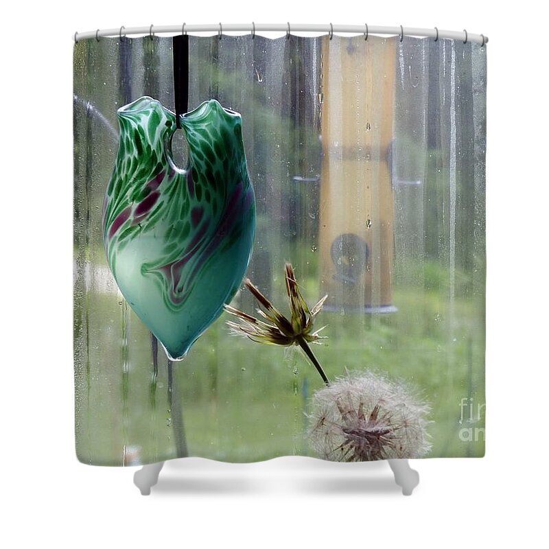 Dreamy Shower Curtain featuring the photograph Rainy Morning At The Bird Feeder by Rosanne Licciardi
