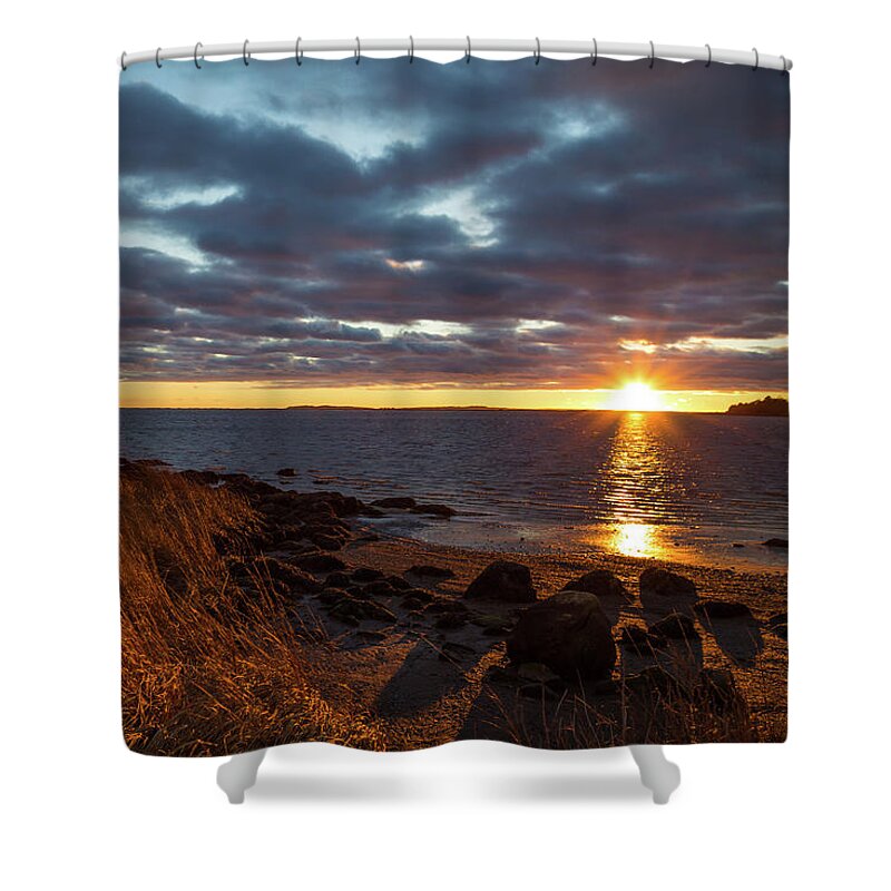 Barn Island Shower Curtain featuring the photograph Randall Point Sunset at Barn Island - Stonington CT by Kirkodd Photography Of New England
