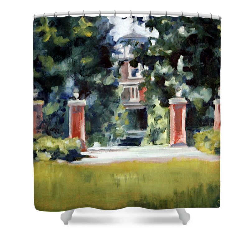 Landscape Shower Curtain featuring the painting Randwood by Sarah Lynch