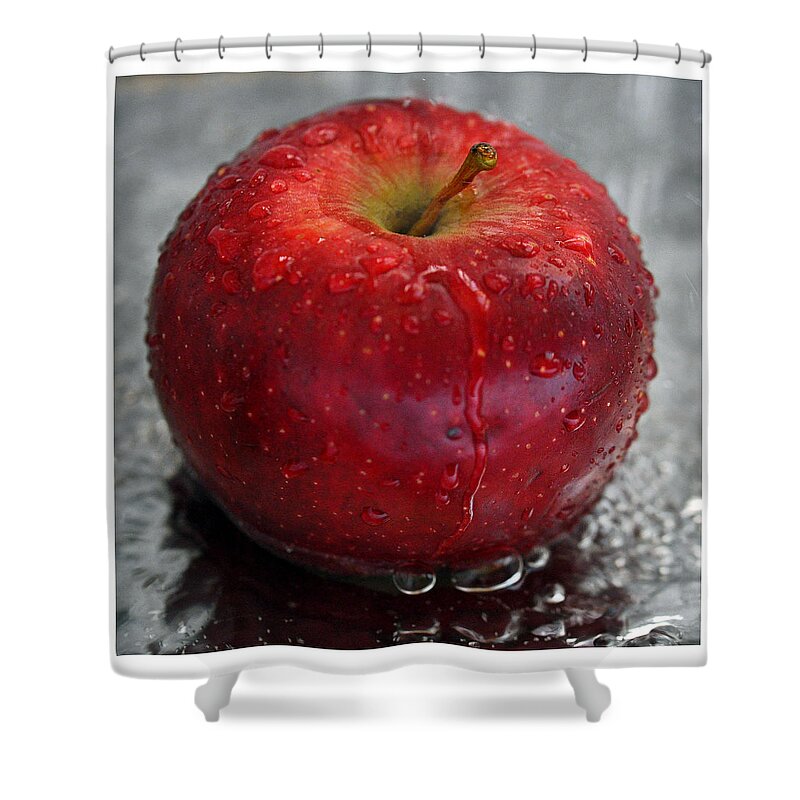 Below Shower Curtain featuring the photograph Red Apple by Ta' 
