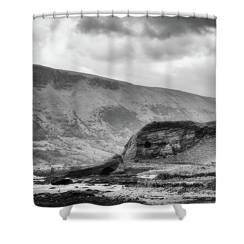 Red Shower Curtain featuring the photograph Red Bay Castle by Nigel R Bell