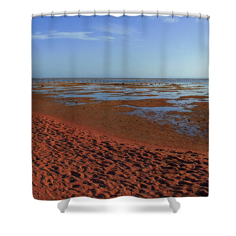 Beach Shower Curtain featuring the photograph Red beach by Sun Travels