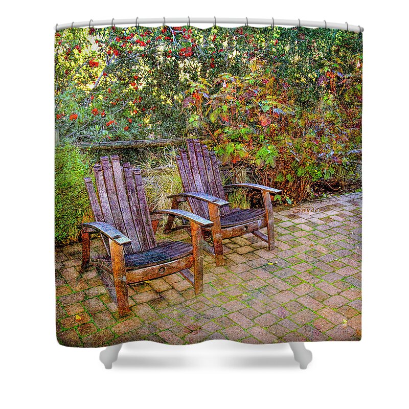 Red Brick Patio Shower Curtain featuring the photograph Red Brick Patio by Floyd Snyder