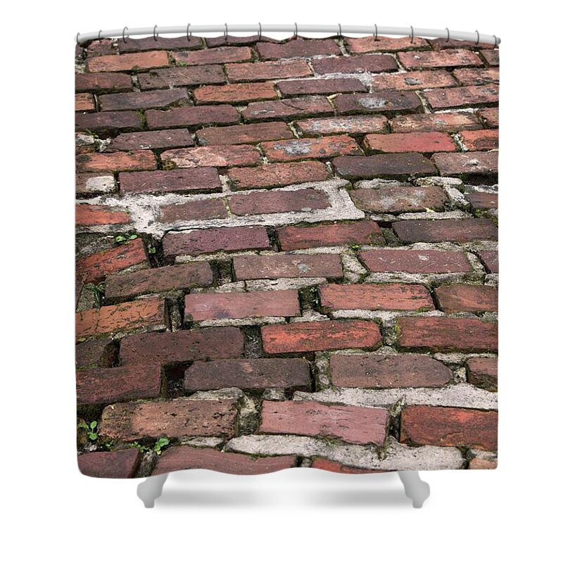 Brick Shower Curtain featuring the photograph Red Brick Road by T Lynn Dodsworth