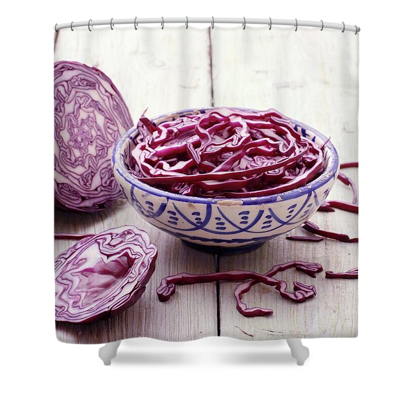 Ip_11162806 Shower Curtain featuring the photograph Red Cabbage still Life by Gross, Petr
