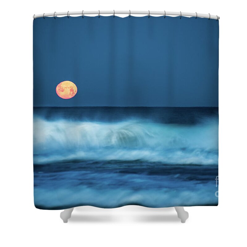 Moon Shower Curtain featuring the photograph Red Moon by Hannes Cmarits