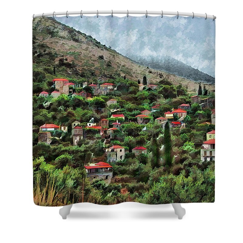 Mountain Shower Curtain featuring the photograph Red Roofs on the Hill by Aleksander Rotner