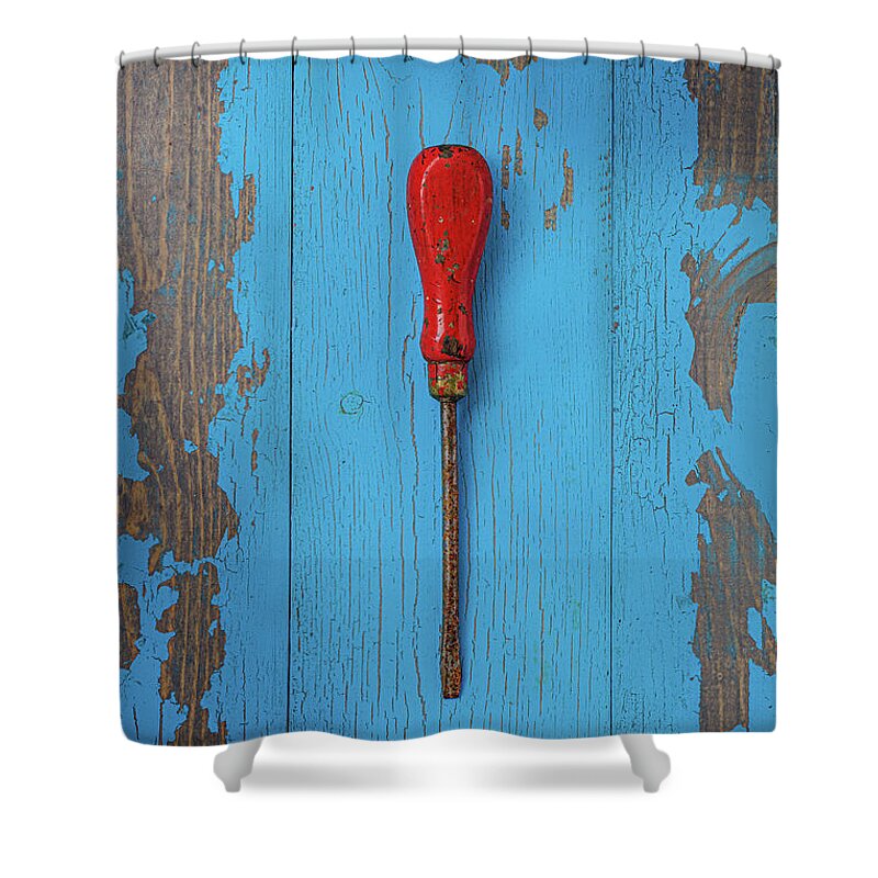 Screwdriver Shower Curtain featuring the photograph Red Screwdriver Vertical by David Smith