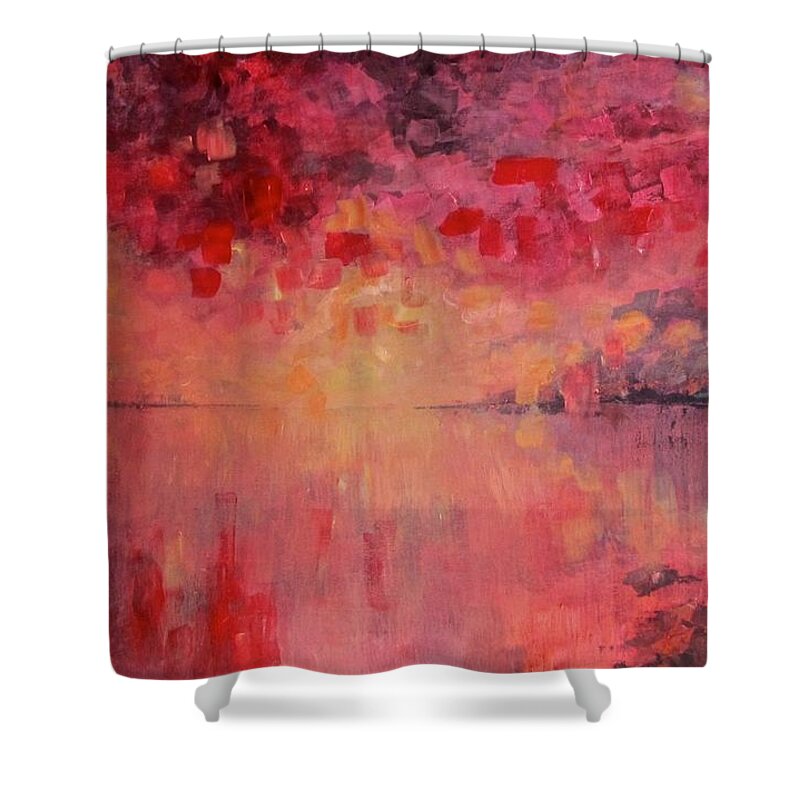 Sea Shower Curtain featuring the painting Red Sky at Night by Barbara O'Toole