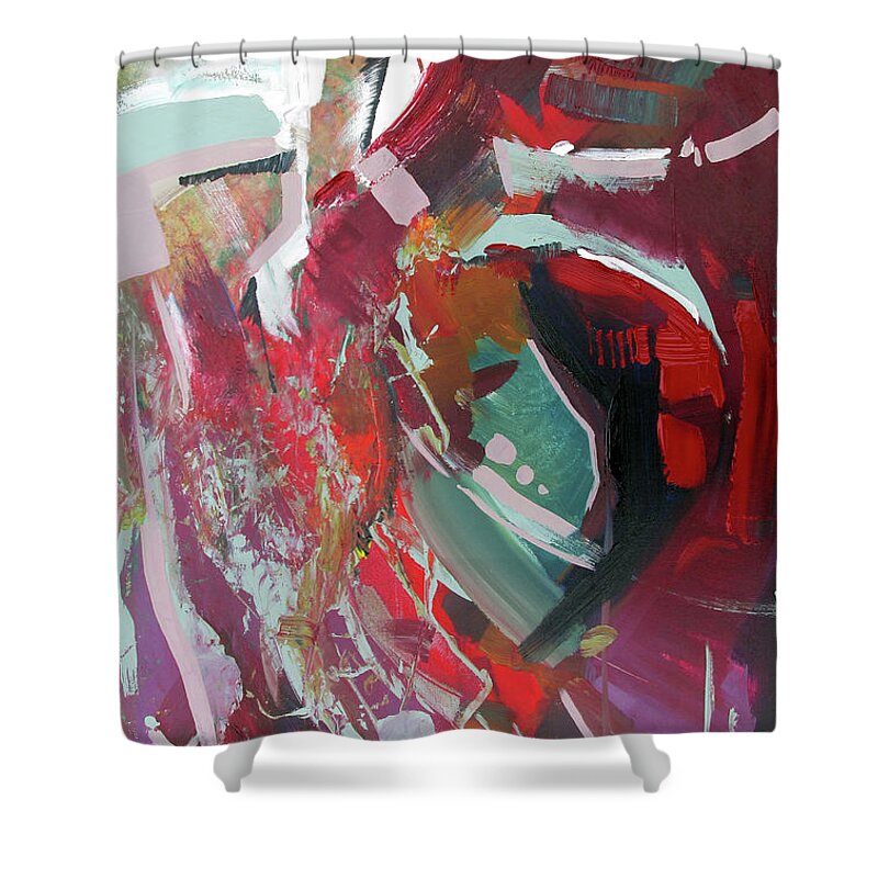  Shower Curtain featuring the painting Red Tweak by John Gholson