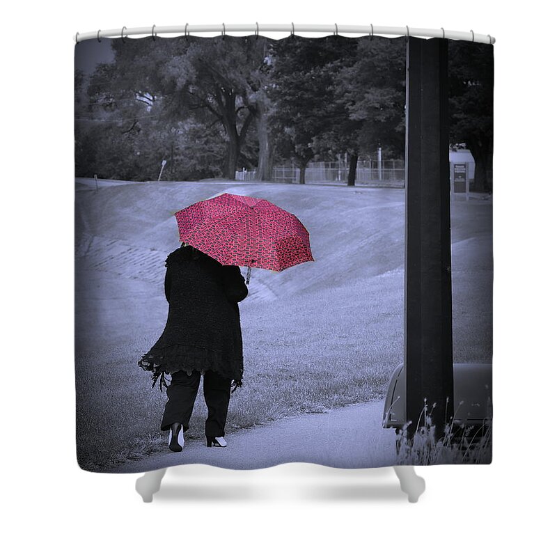  Shower Curtain featuring the photograph Red Umbrella by Jack Wilson