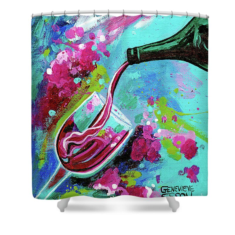 Wine Shower Curtain featuring the painting Red Wine Splash by Genevieve Esson