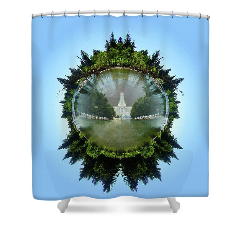Temple Shower Curtain featuring the digital art Reflections of the Temple by K Bradley Washburn
