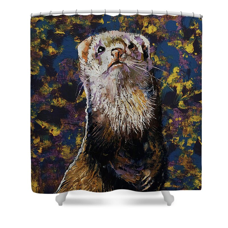 Ferret Shower Curtain featuring the painting Regal Ferret by Michael Creese