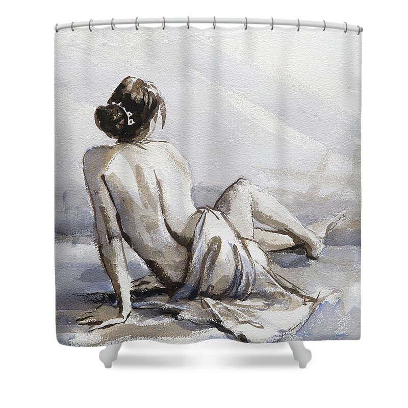 Woman Shower Curtain featuring the painting Relaxed by Steve Henderson