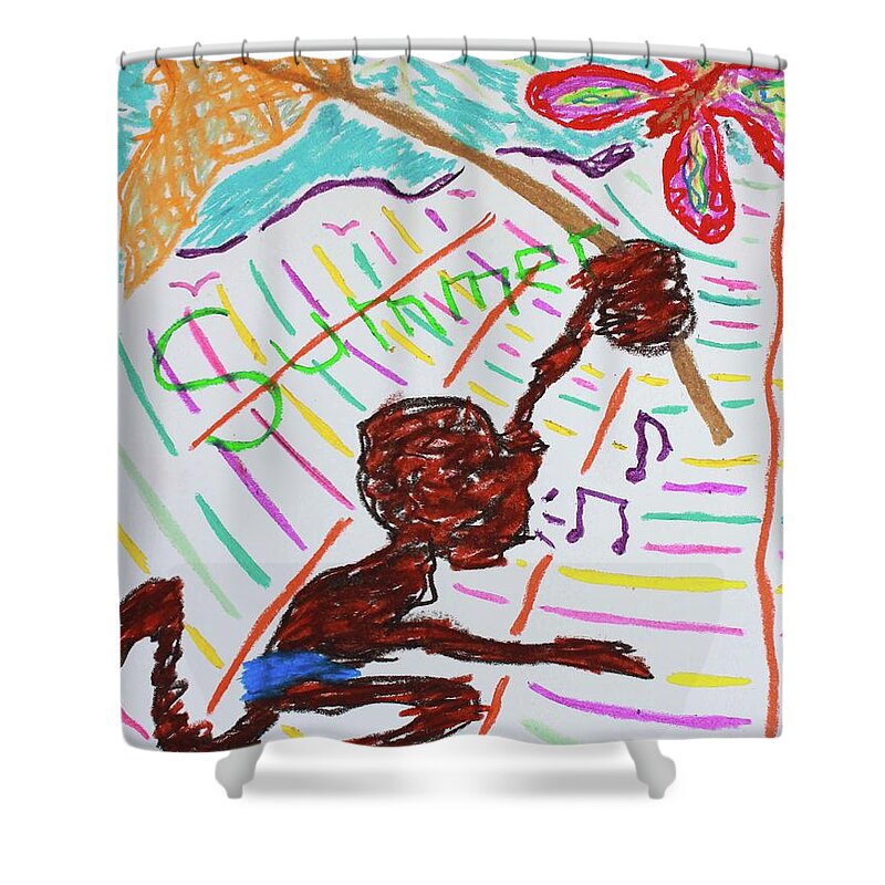 Child Shower Curtain featuring the pastel Remembering Young Summers by Odalo Wasikhongo