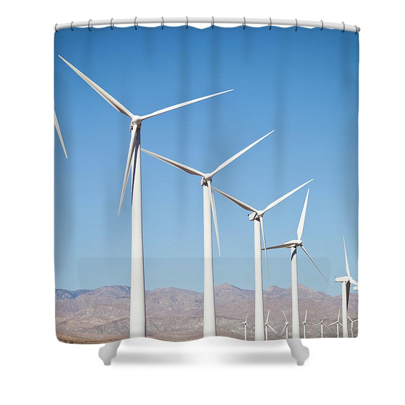 Environmental Conservation Shower Curtain featuring the photograph Renewable Energy - Windmills by Adamkaz