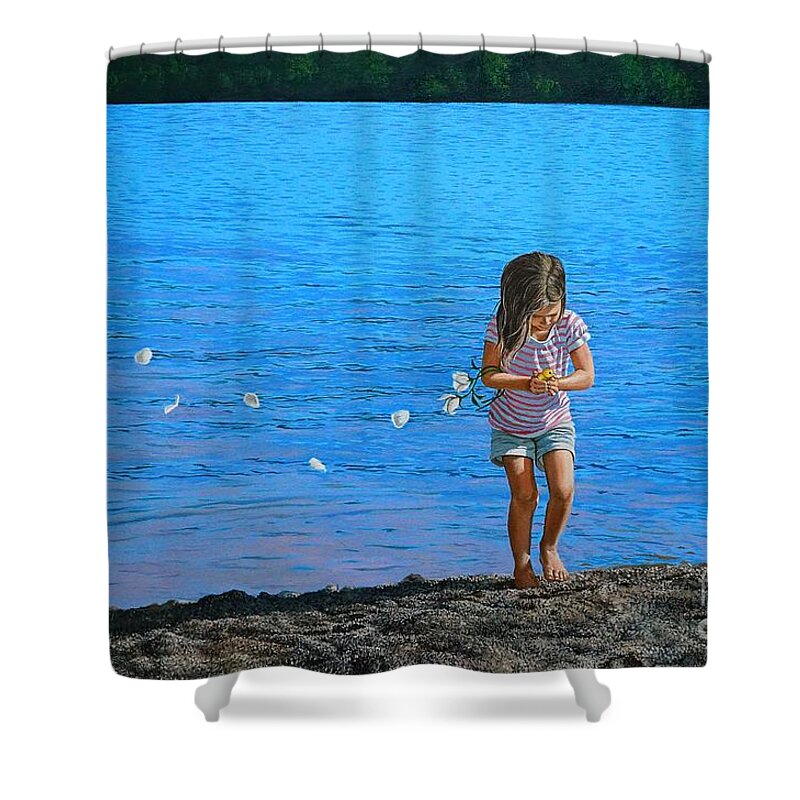 Girl Shower Curtain featuring the painting Rescuer by Christopher Shellhammer