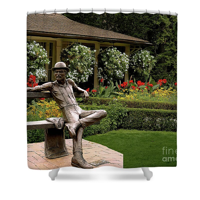 Jon Burch Shower Curtain featuring the photograph Resting On A Rough Sawn Bench by Jon Burch Photography