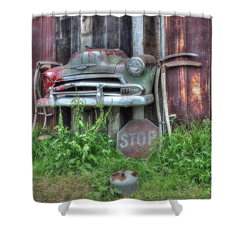 Old Cars Shower Curtain featuring the photograph Retired by Randall Dill